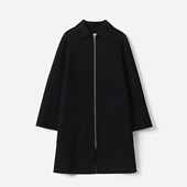 H家利落沉静经典 WDY08036 茉莉雅集 双面呢羊毛羊绒翻领拉链大衣