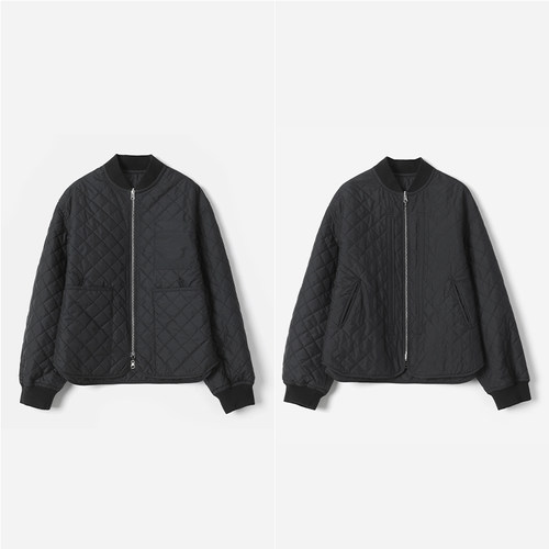 WWT08278 茉莉雅集 意大利olmetex棉感双面穿棒球领菱形绗棉外套