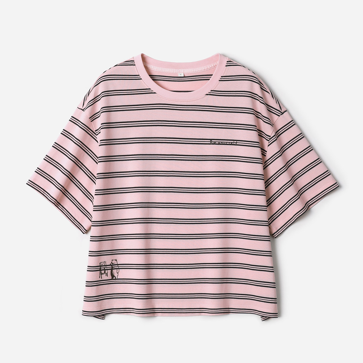 *WTX08170 茉莉雅集 做你自己干爽舒适经典条纹短箱廓形宽松T恤女