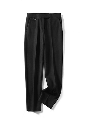 WKZ03410 茉莉雅集  加密挺括羊毛针织呢D环宽腰烟管裤日本料