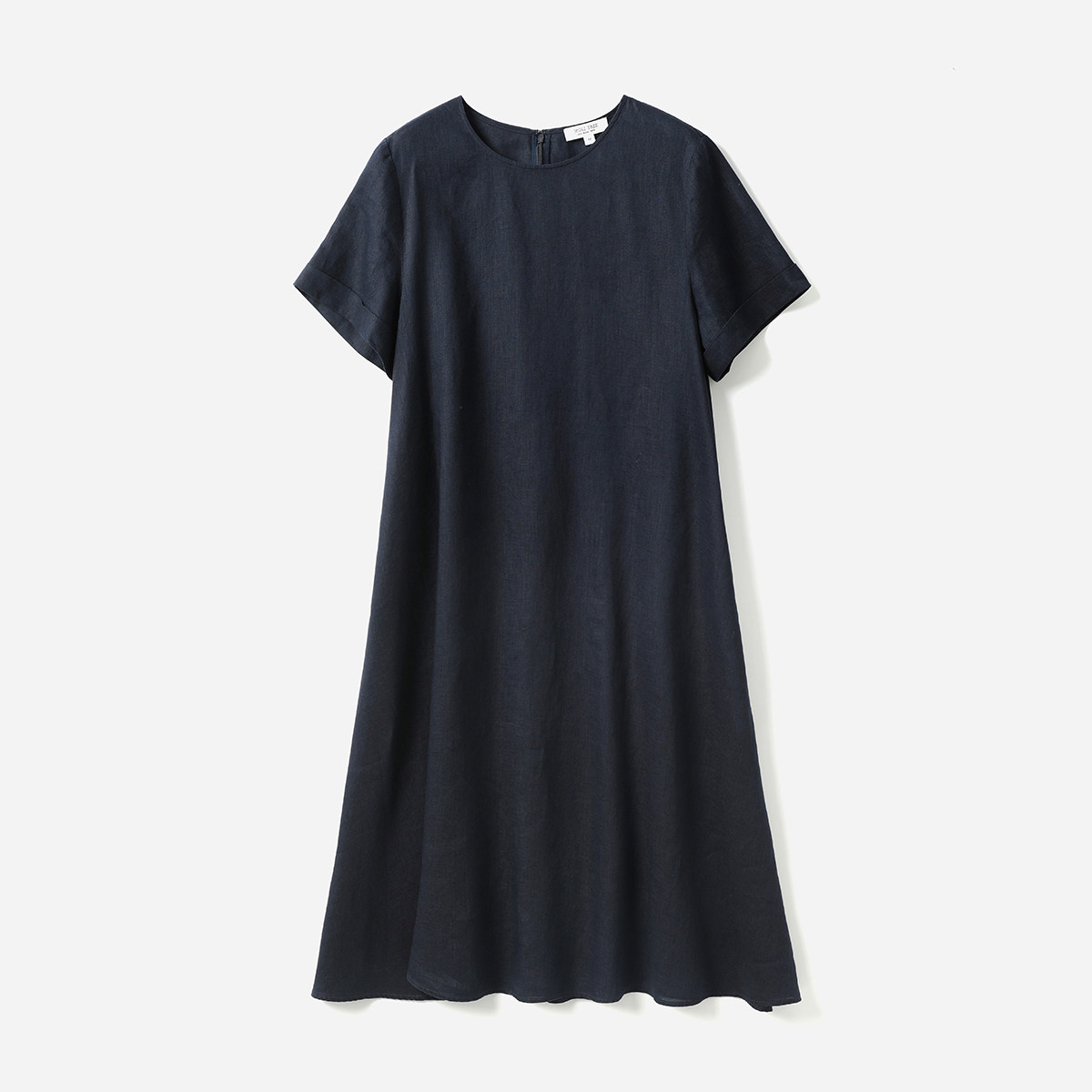 *WLQ07129 茉莉雅集 随性酵素洗柔软垂顺全亚麻连短袖A摆连衣裙女