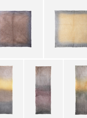 WWJ08080 茉莉雅集 200高支全羊绒东方意境水墨晕染围巾方巾长巾