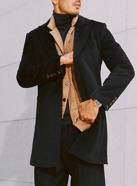 V01 MDY03004 匠心手工半毛衬工艺全羊绒毛呢外套大衣男款