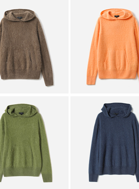 *WZT07054茉莉雅集 云朵软糯KVSS拉绒全羊绒卫衣连帽针织套衫毛衣