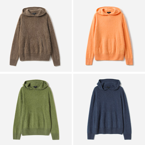 *WZT07054茉莉雅集 云朵软糯KVSS拉绒全羊绒卫衣连帽针织套衫毛衣