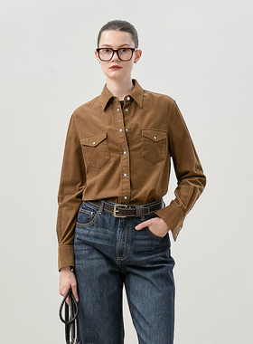 *WCS07106 茉莉雅集 美拉德日本料细腻灯芯绒休闲全棉长袖衬衫女