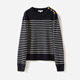 毛衣女 日本复古休闲干爽全羊毛条纹针织套衫 WZT06215 茉莉雅集