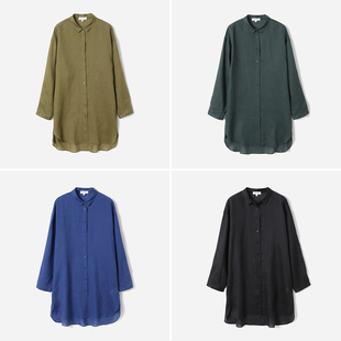 衬衫 慵懒随性全苎麻小翻领单排扣防晒长款 女 茉莉雅集 WCS09015