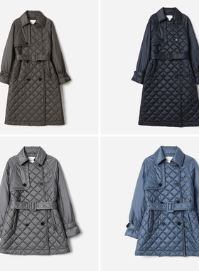 *WFY08010 茉莉雅集 B家老钱菱格绗棉日本料战壕风衣保暖棉服女