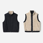 WWT08296 茉莉雅集 拥抱温暖立领双面双穿牛仔摇粒绒短外套马甲女