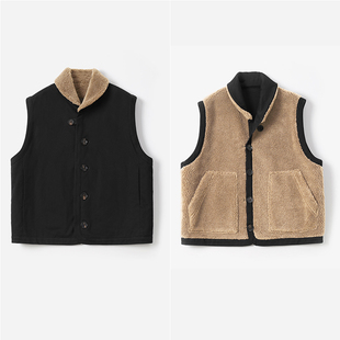 环保皮草 茉莉雅集 保暖双面穿羊毛颗粒绒马甲外套 WWT07372