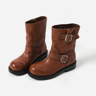 J1M CH0O带扣机车靴水洗马皮切尔西靴骑士靴 茉莉雅集 EX08008