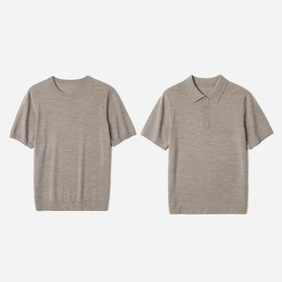 MZT09012 茉莉雅集 圆领polo领短袖全羊毛针织套衫男士