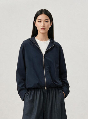 WWT09125 露珠系列  羊毛真丝混纺连帽露珠落肩宽松休闲短外套女