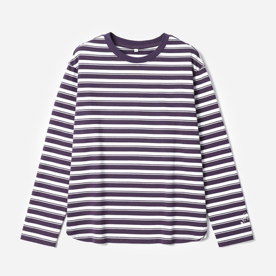 *WTX08153 茉莉雅集 萌宠系列猫咪艺术家高支棉彩色条纹长袖T恤女