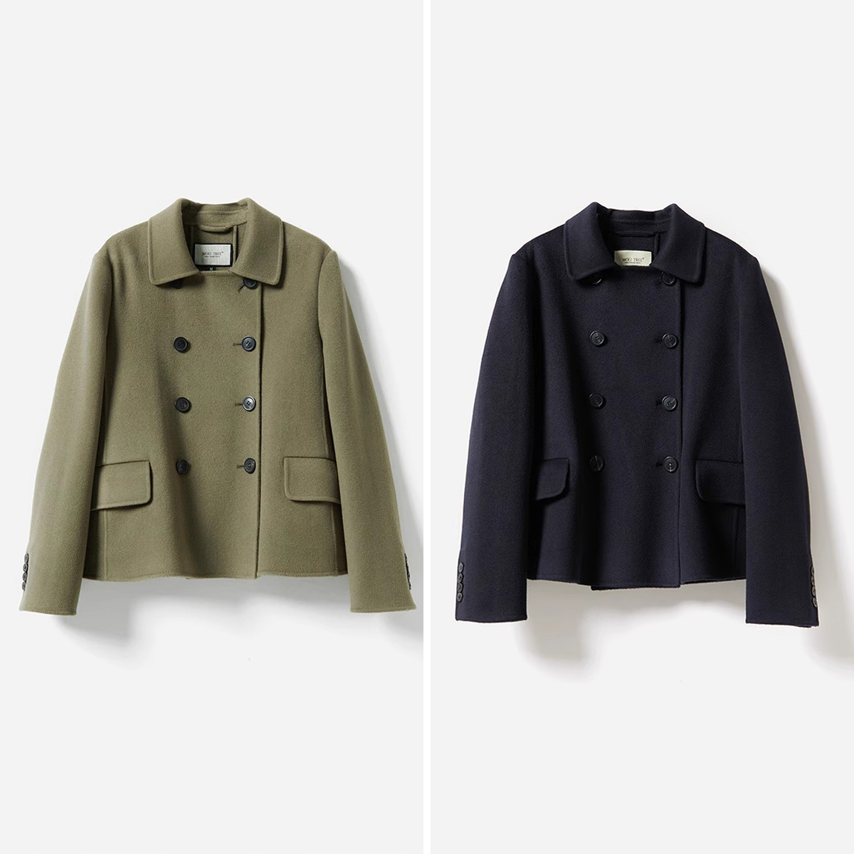 110支羊毛羊绒双排扣双面呢外套