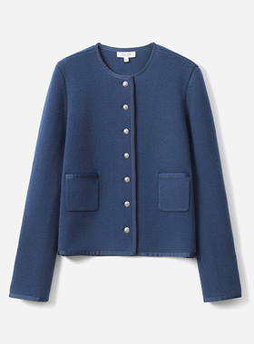 WZK07101 茉莉雅集 经典香*风名媛重磅保暖四平针全羊毛针织开衫