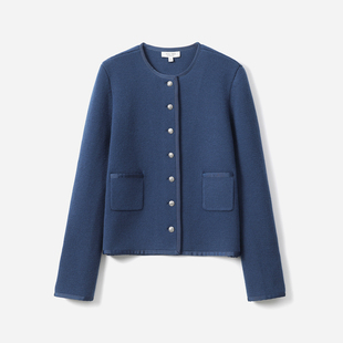 WZK07101 茉莉雅集 经典香*风名媛重磅保暖四平针全羊毛针织开衫