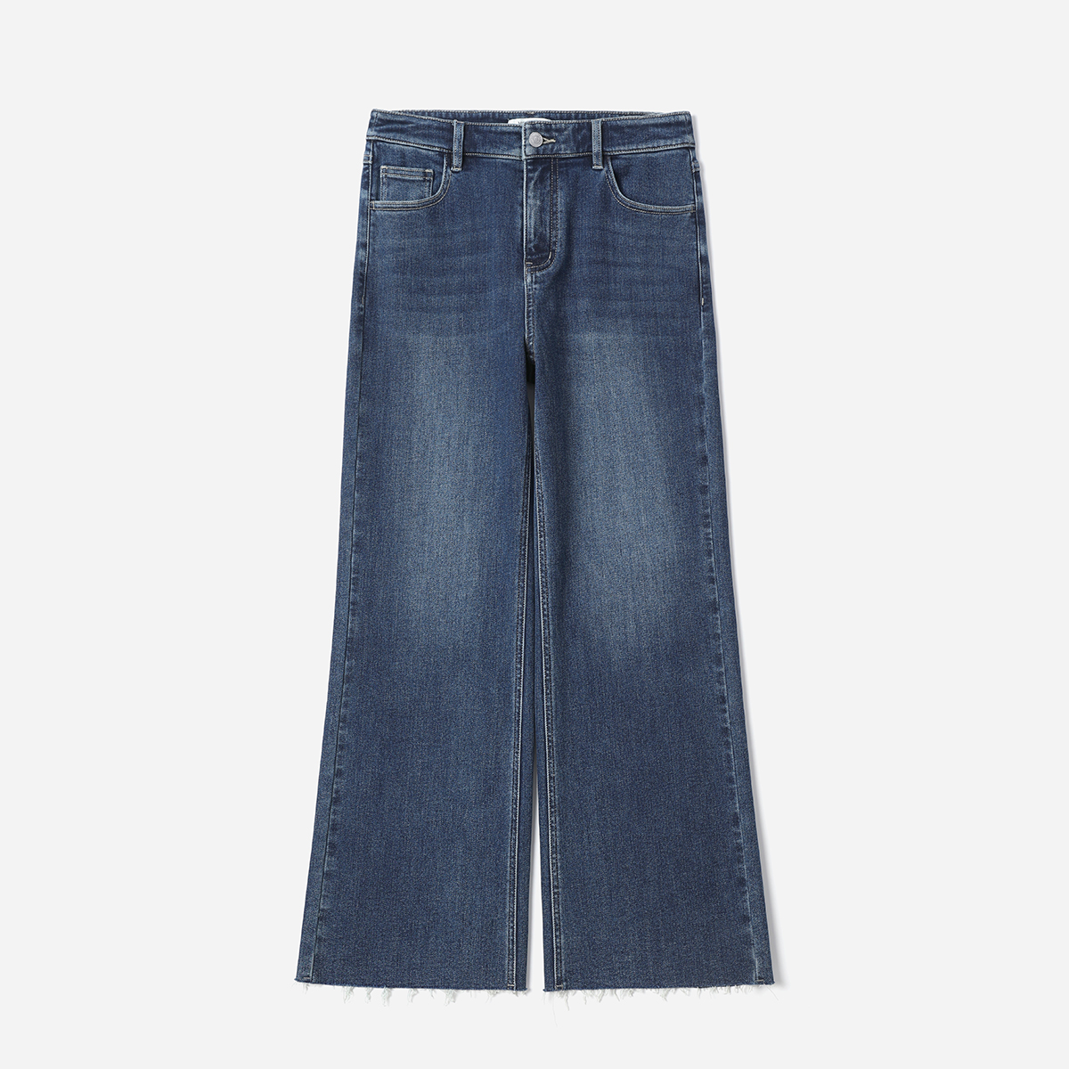 *WKZ08190 茉莉雅集 经典摩登绵弹脚口毛边休闲直筒牛仔长裤女