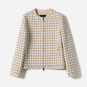 风麦穗千鸟格意大利羊毛花呢圆领外套 香 WWT07127 茉莉雅集
