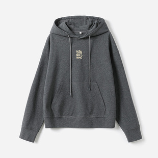 美式 茉莉雅集 字母绣花复古水洗怀旧弹力棉连帽薄卫衣 WWY07055