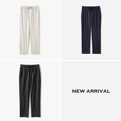 MKZ05007 目羡 裸肤舒适真丝混纺抗皱易打理松紧腰直筒裤长裤男