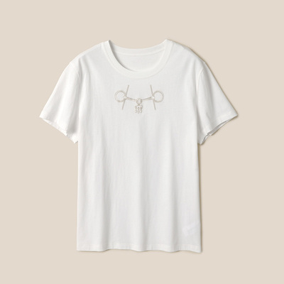 WTX09031 茉莉雅集 H家经典百搭圆领高支棉马衔扣短袖T恤春夏女