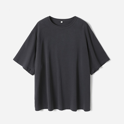 *WTX09012 茉莉雅集 日本进口强捻全棉简约圆领落肩廓形短袖T恤