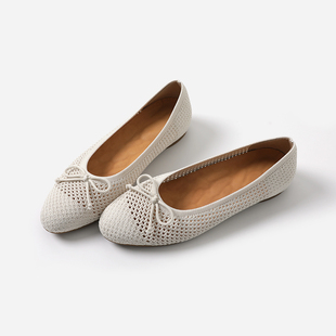 优雅蝴蝶结圆头透气飞织柔软平底单鞋 ED09016 茉莉雅集 法式 女鞋