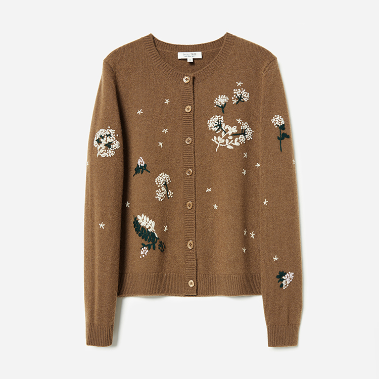 *WZK06148 茉莉雅集 花香盎然打籽绣KVSS全羊绒针织开衫毛衣女
