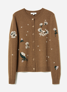 *WZK06148 茉莉雅集 花香盎然打籽绣KVSS全羊绒针织开衫毛衣女