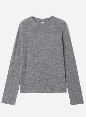 WTX08024  R0*W日本舒适肌理提花细腻绒感精纺全羊毛圆领T恤