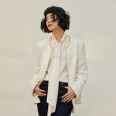 风外套 奶油白意大利羊毛马海毛花呢香 WWT05332 茉莉雅集