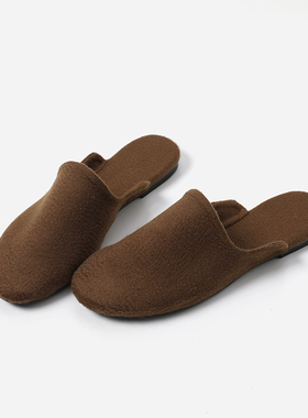 EL09001 茉莉雅集 R0*W简约全羊绒手工双面呢水波纹真皮大底拖鞋