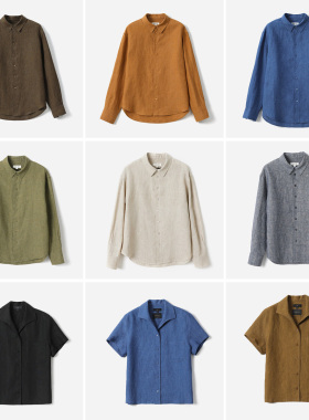 *WCS07182 茉莉雅集 L*P同款意大利全亚麻自在舒适经典翻领衬衫女