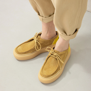 做旧拼接牛皮绒面牛猄低帮松糕鞋 TAL美式 K@PI 笑脸鞋 EY06046