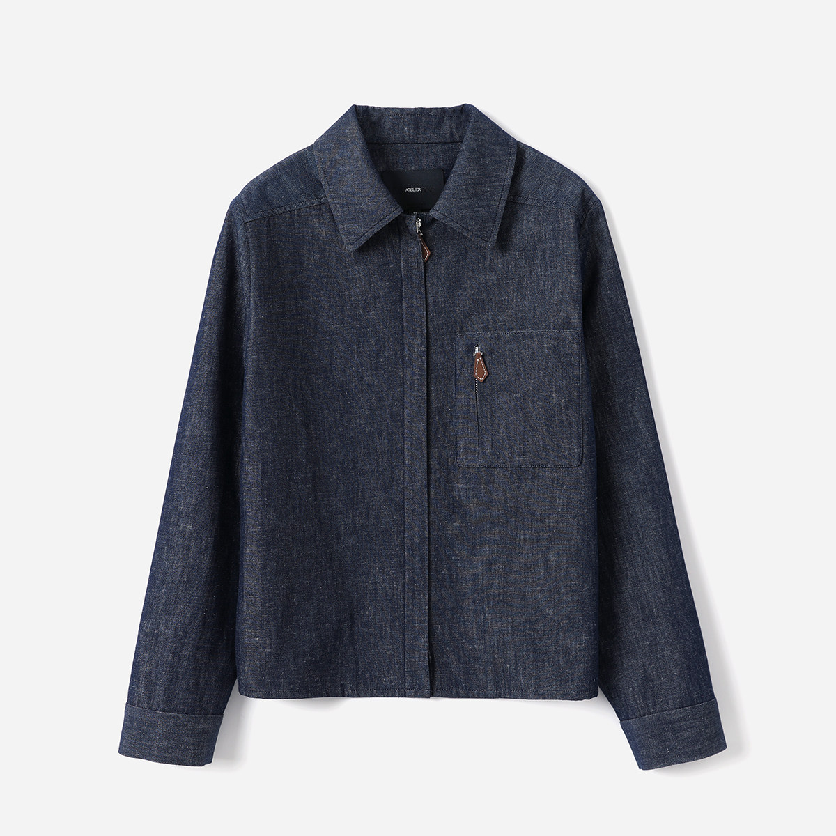 *WWT08334 茉莉雅集 H家重酵素水洗汉麻棉牛仔翻领长袖衬衫外套女