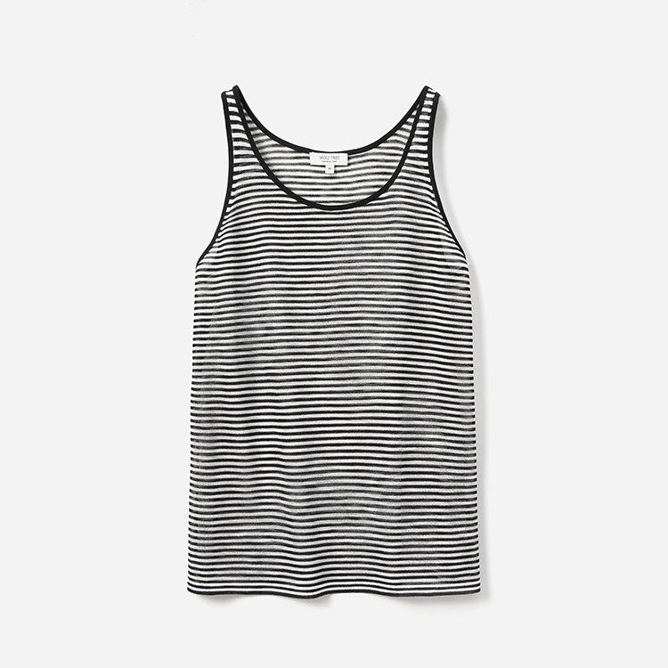 *WZT07219  盛夏胶囊斯文细条纹裸肤清凉舒适针织背心套衫