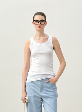WTX08023 茉莉雅集 J*P 打底全棉无缝高弹修身防透坦克背心T恤