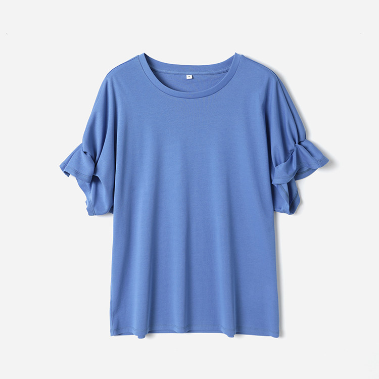 *WTX09029  茉莉雅集 匹马棉全棉空气感微宽松荷叶袖短袖T恤