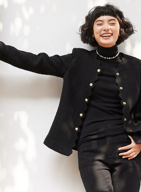 WWT06082  茉莉雅集  香*风意大利圈圈粗花呢波浪边短外套