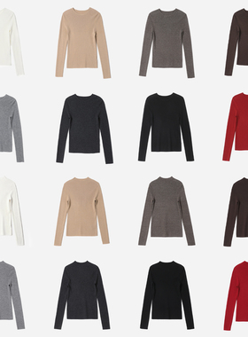 *WZT08311 茉莉雅集 经典羊毛羊绒圆领半高领无缝一体针织打底衫