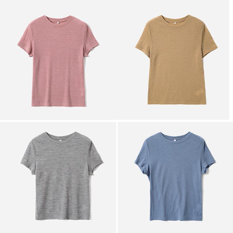 *WTX07155 R0*W日本舒适肌理提花细腻绒感精纺全羊毛圆领T恤