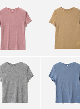 *WTX07155 R0*W日本舒适肌理提花细腻绒感精纺全羊毛圆领T恤