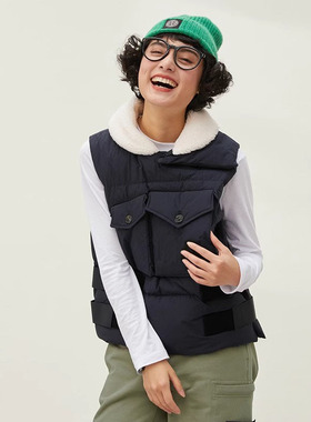 WYR05095 羊羔绒领可拆卸高支棉可追溯95白鹅绒羽绒马甲女