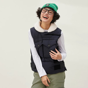 WYR05095 羊羔绒领可拆卸高支棉可追溯95白鹅绒羽绒马甲女