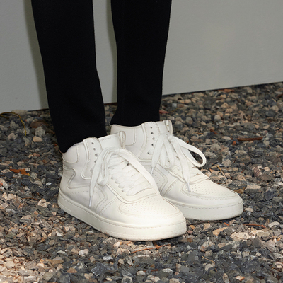 *EY04024 茉莉雅集  牛皮透气网休闲高帮运动系带小白鞋女鞋