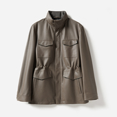 P新西兰鹿皮立领贴袋内藏帽猎装 MPY05015 夹克商务皮衣男