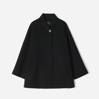 WDY08030 茉莉雅集R0*W利落廓形V领全羊绒双面呢斗篷款大衣秋冬女