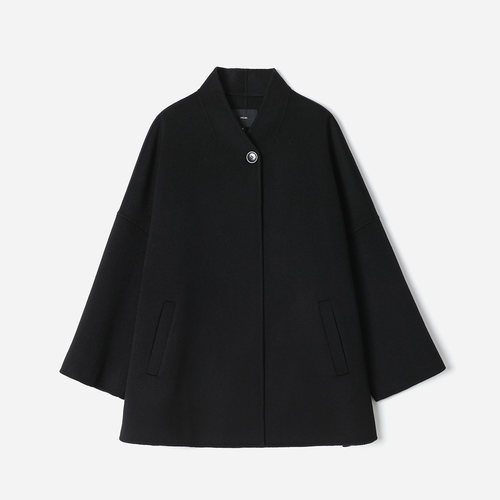 WDY08030 茉莉雅集R0*W利落廓形V领全羊绒双面呢斗篷款大衣秋冬女